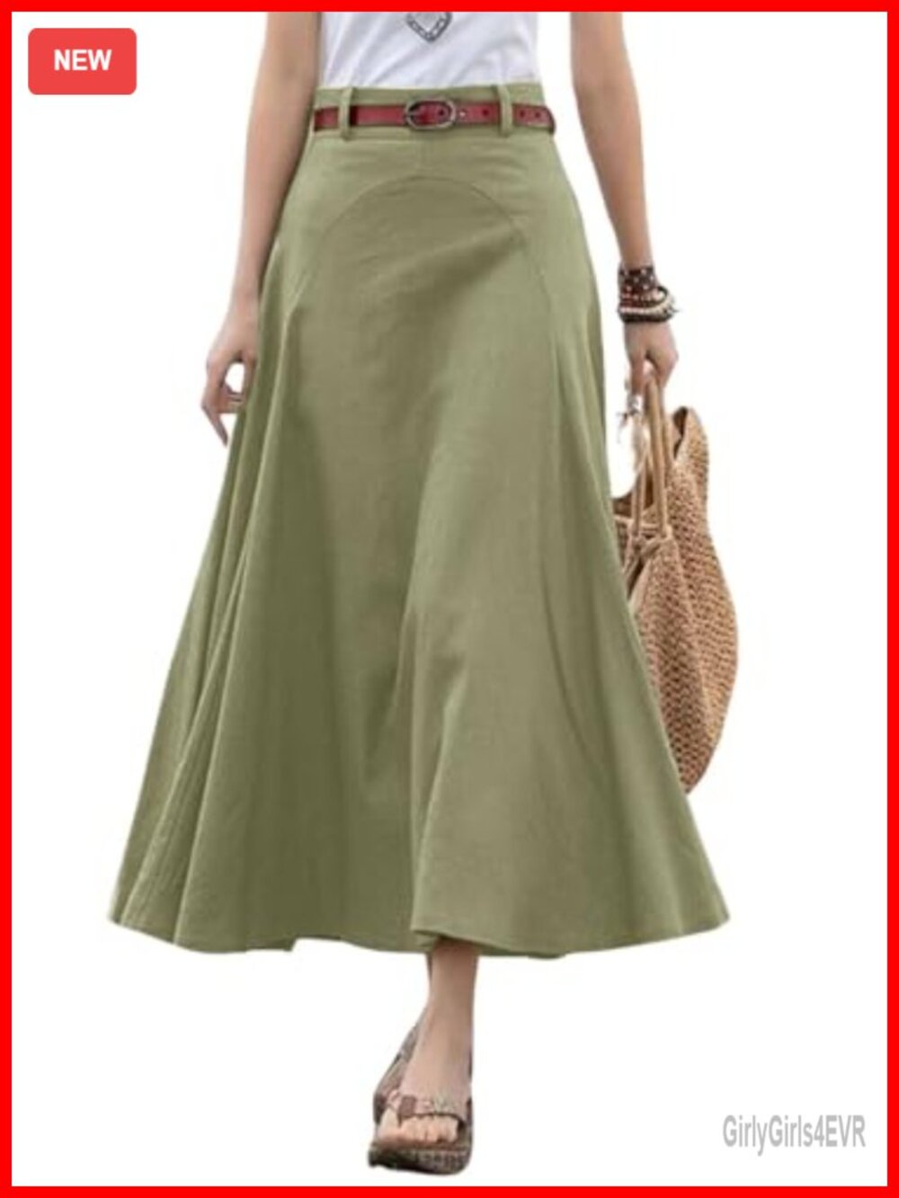 Cotton Linen High Waist A Line Maxi Skirt Flowy Ruffle Swing